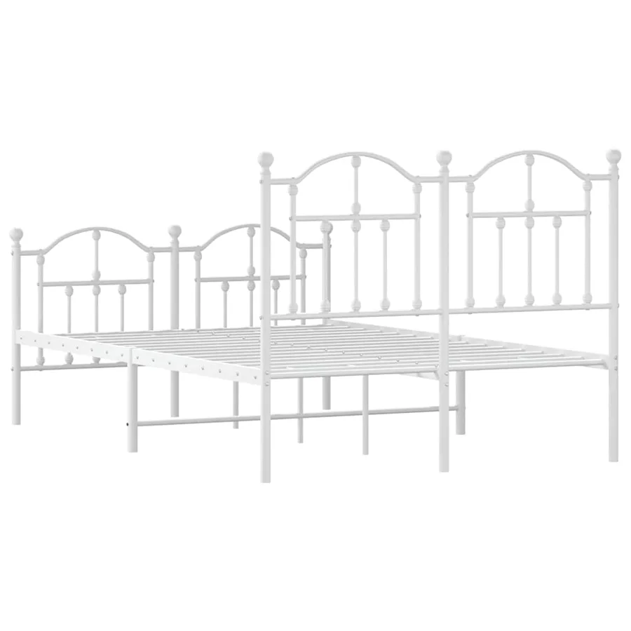 Cadre de lit métal sans matelas et pied de lit blanc 120x200 cm - 7