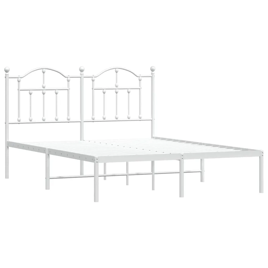Cadre de lit métal sans matelas et tête de lit blanc 140x190 cm - 3