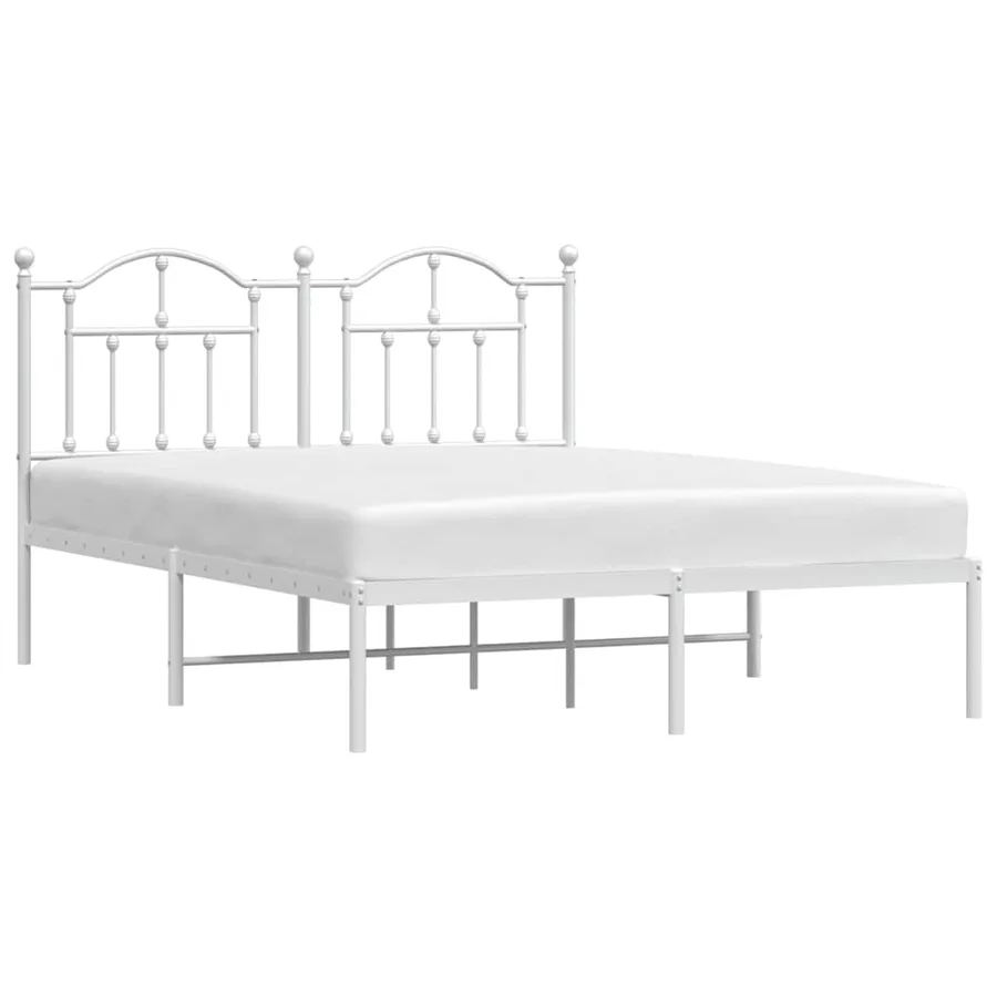 Cadre de lit métal sans matelas et tête de lit blanc 140x190 cm - 4