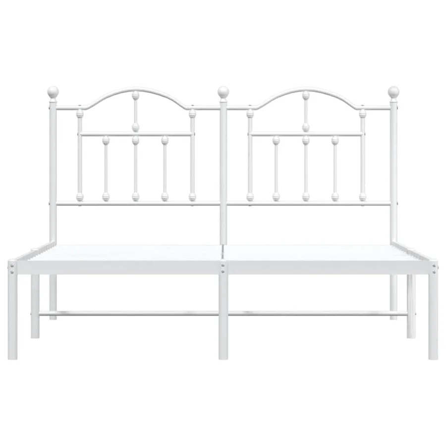 Cadre de lit métal sans matelas et tête de lit blanc 140x190 cm - 5