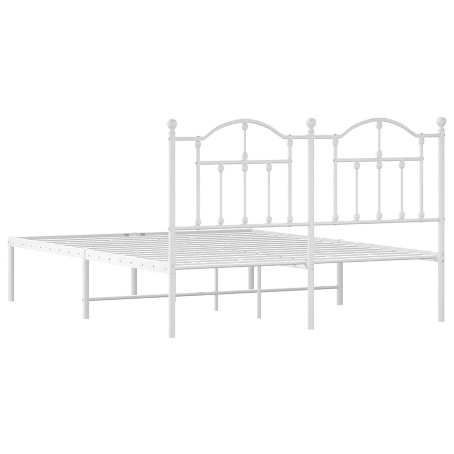 Cadre de lit métal sans matelas et tête de lit blanc 140x190 cm - 7