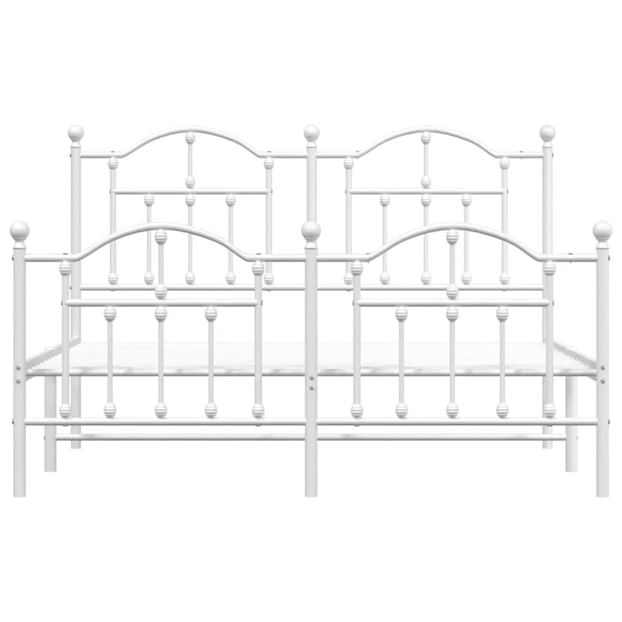 Cadre de lit métal sans matelas et pied de lit blanc 140x190 cm - 5