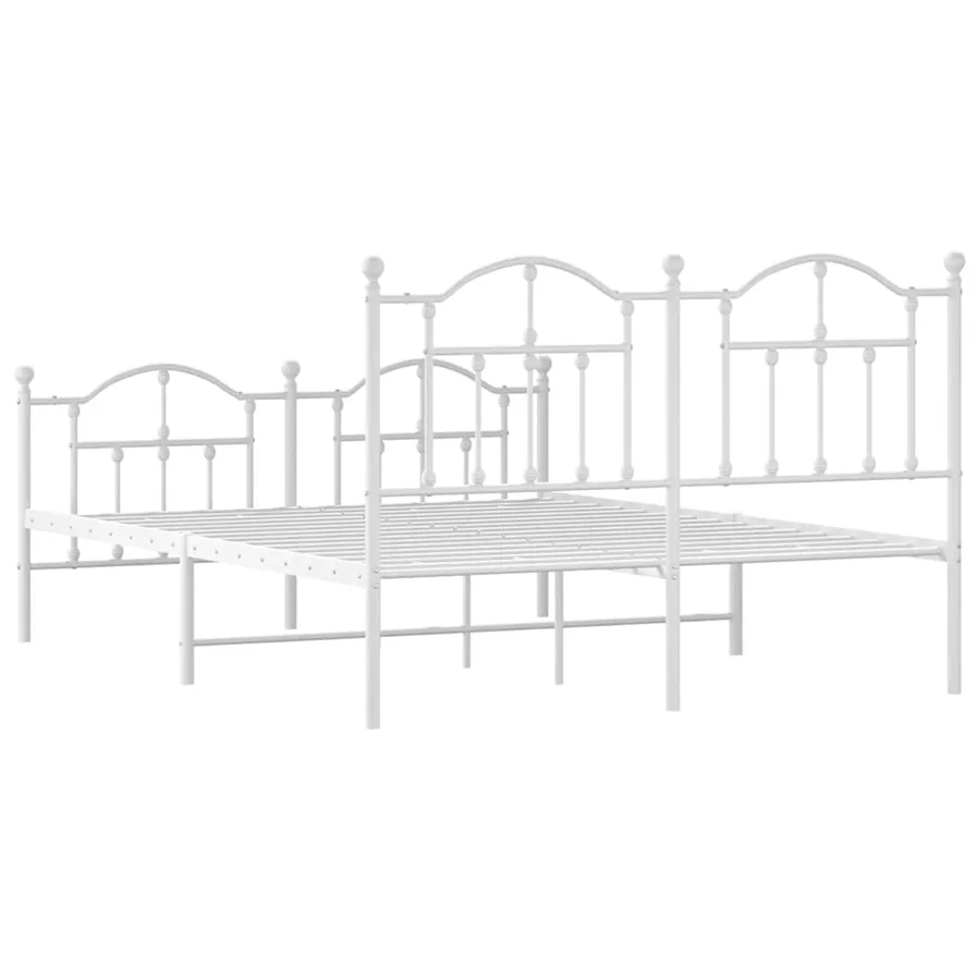 Cadre de lit métal sans matelas et pied de lit blanc 140x190 cm - 7