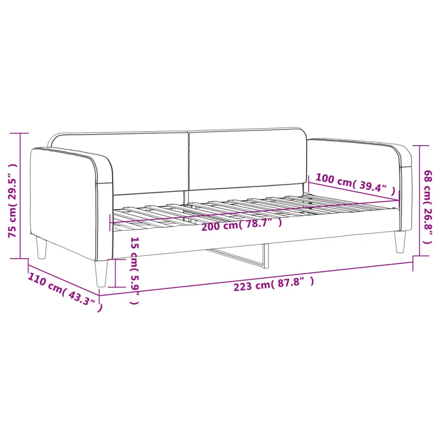 Lit de repos gris foncé 100x200 cm tissu - 8