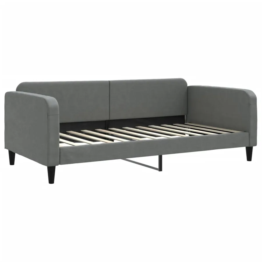 Lit de jour avec gigogne et matelas gris foncé 100x200 cm tissu - 4