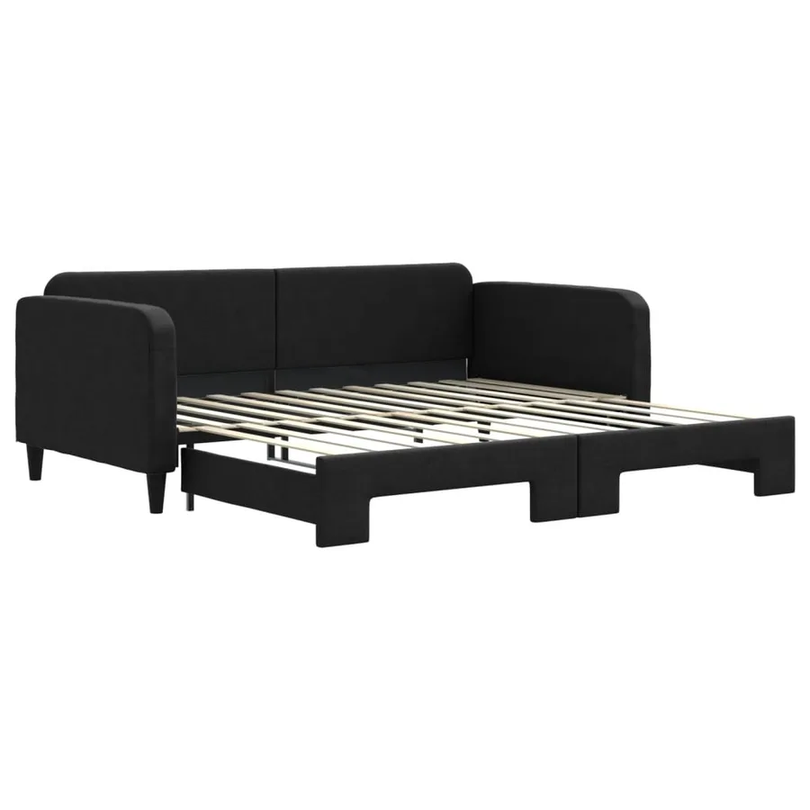 Lit de jour avec gigogne sans matelas noir 100x200 cm - 2
