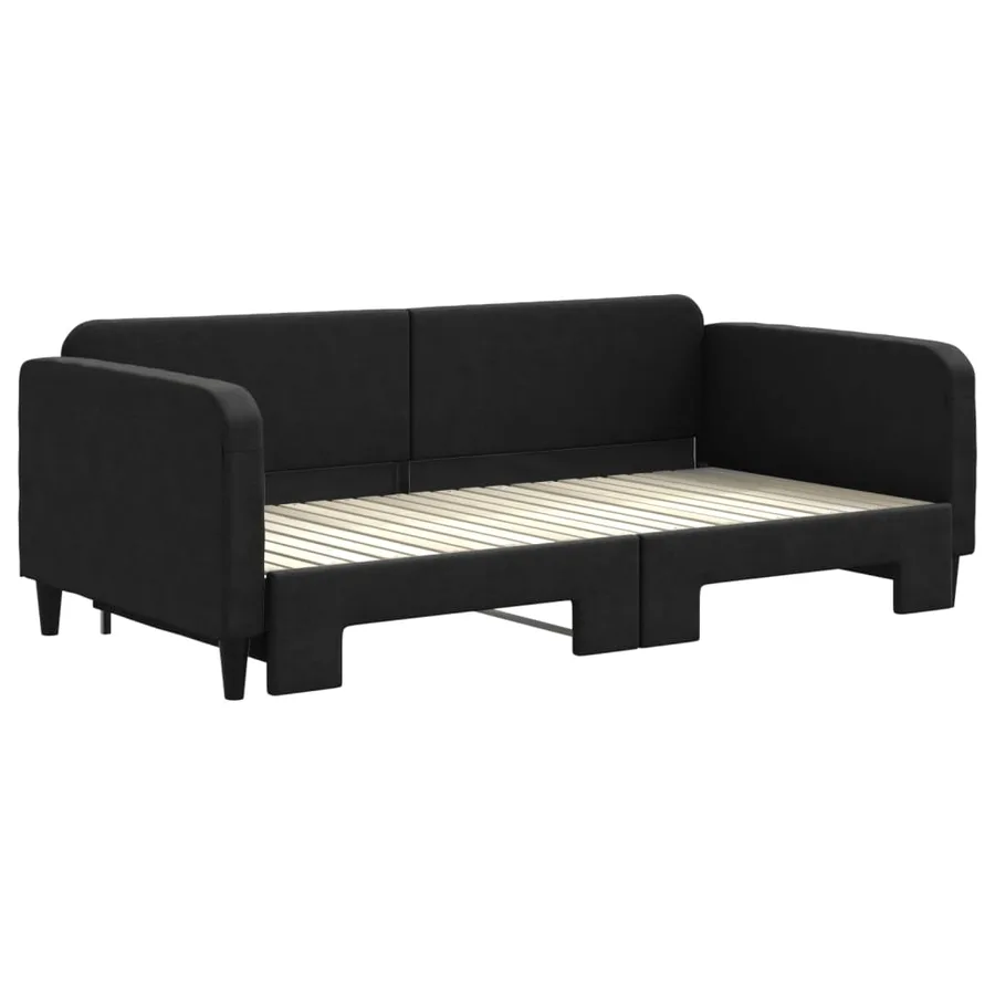 Lit de jour avec gigogne sans matelas noir 100x200 cm - 3