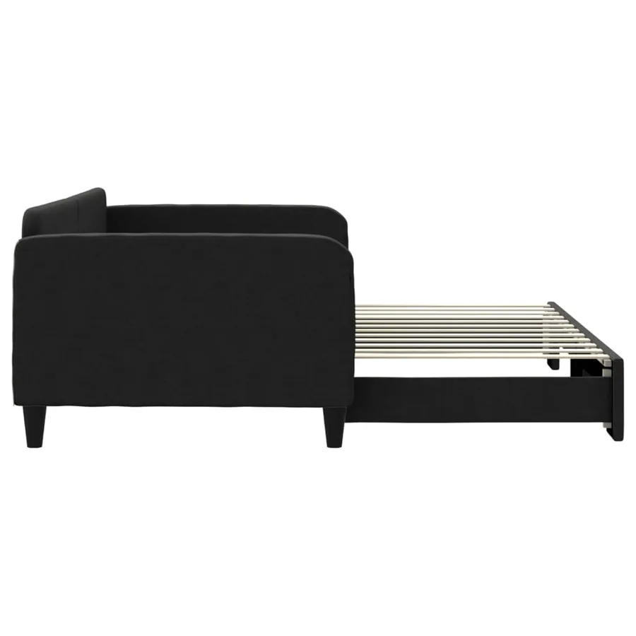 Lit de jour avec gigogne sans matelas noir 100x200 cm - 4