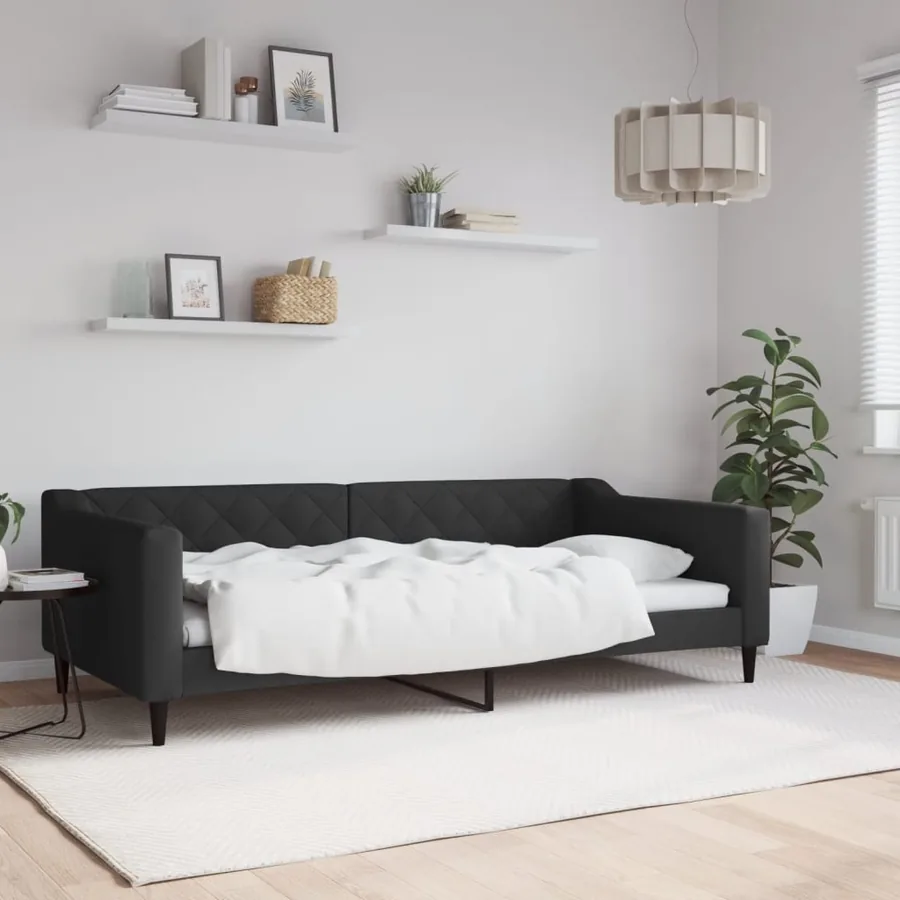 Lit de repos sans matelas noir 100x200 cm tissu