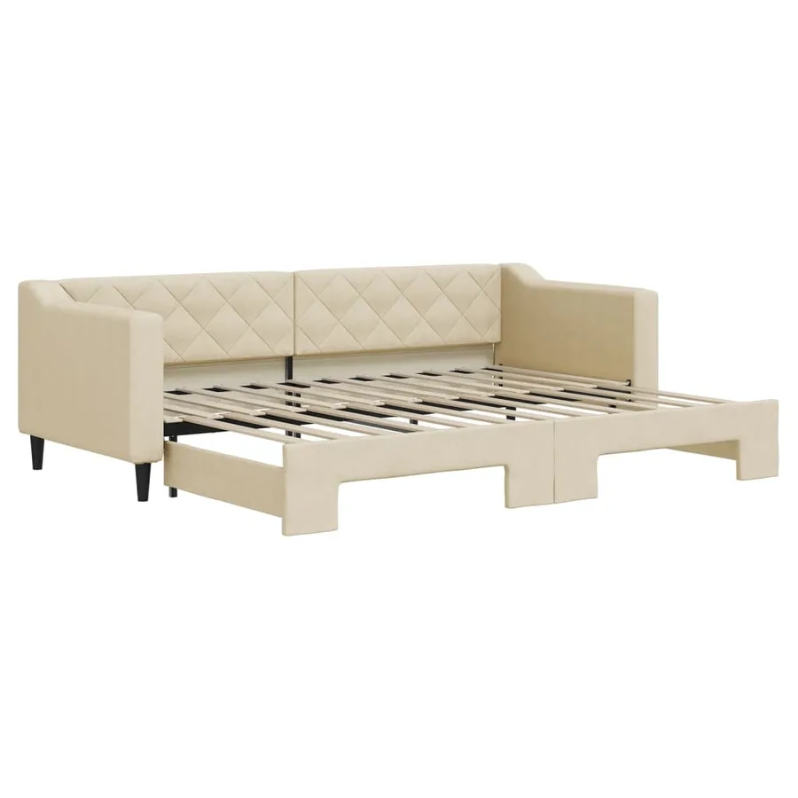 Lit de jour avec gigogne sans matelas crème 80x200 cm - 2