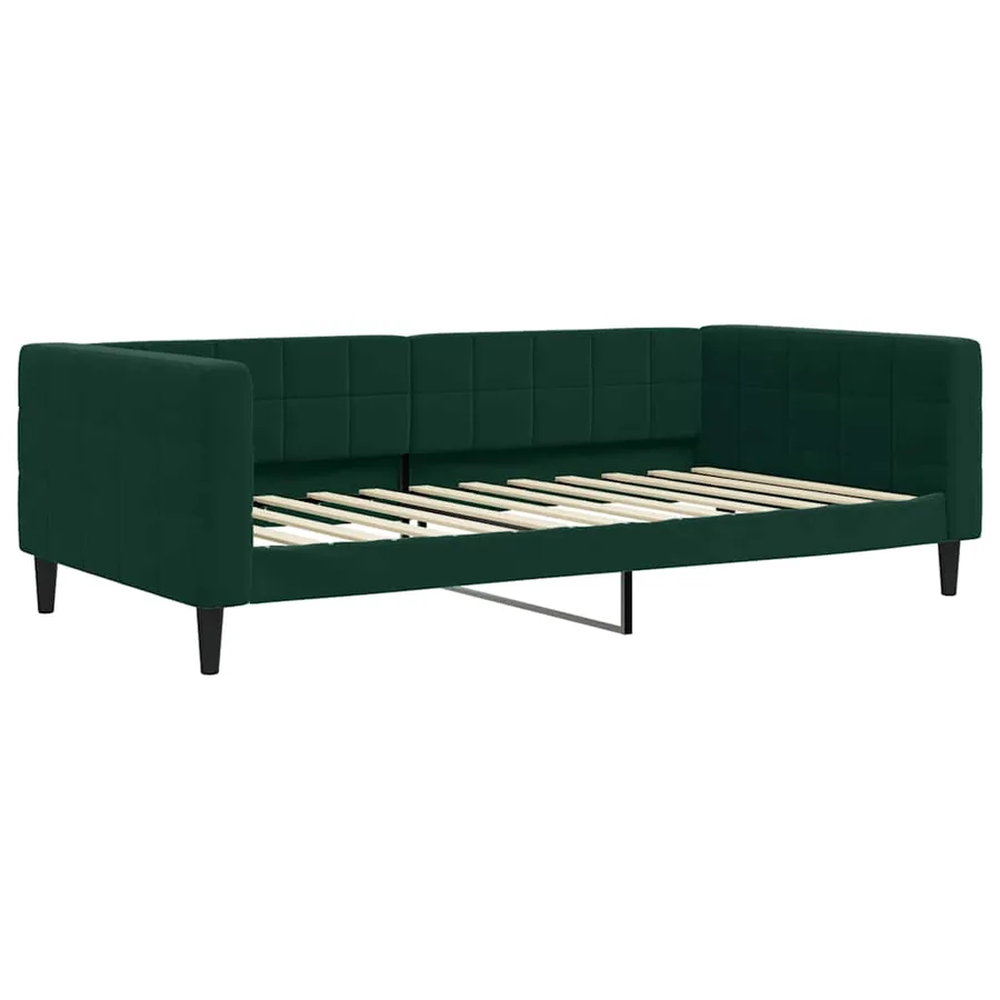 Lit de jour avec matelas vert foncé 100x200 cm velours - 3
