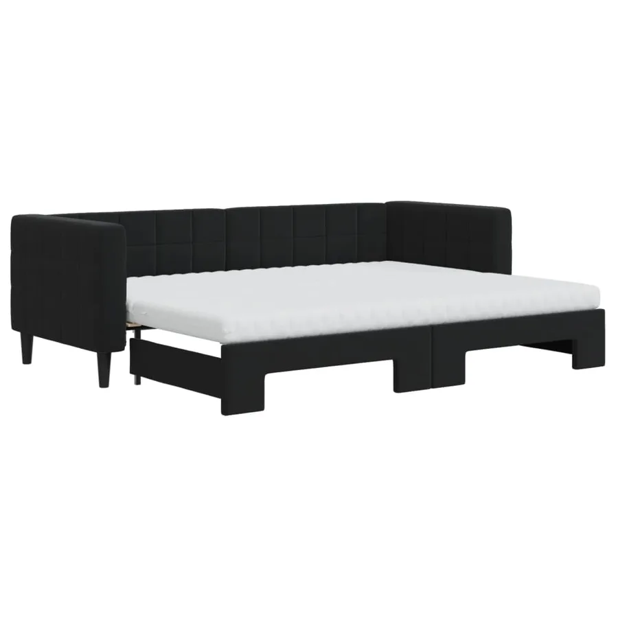 Lit de jour avec lit gigogne et matelas noir 80x200 cm velours - 2