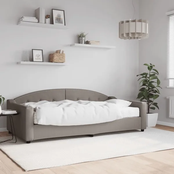 Lit de jour avec matelas taupe 100x200 cm tissu