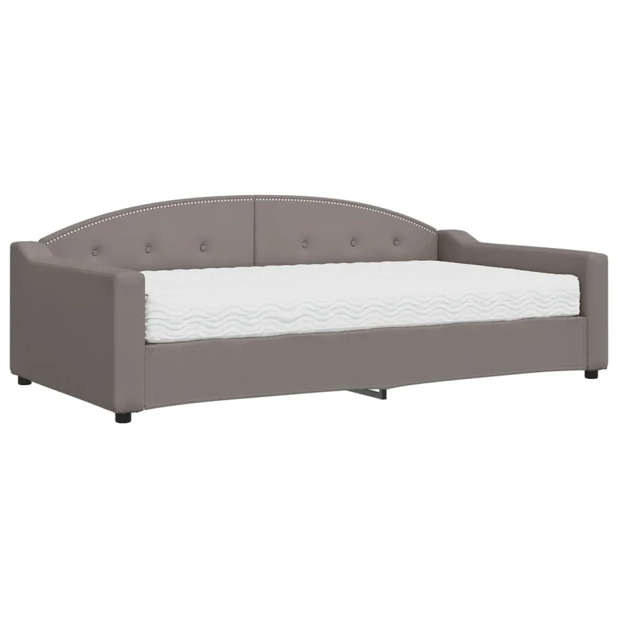 Lit de jour avec matelas taupe 100x200 cm tissu - 2
