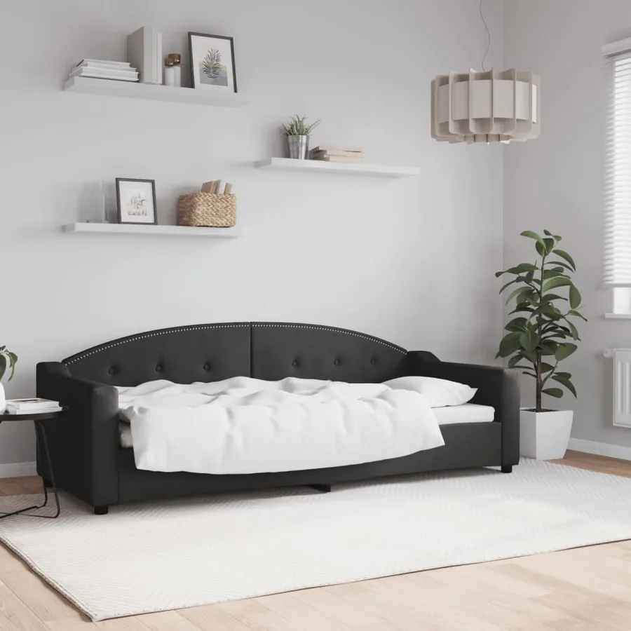 Lit de repos sans matelas noir 80x200 cm tissu