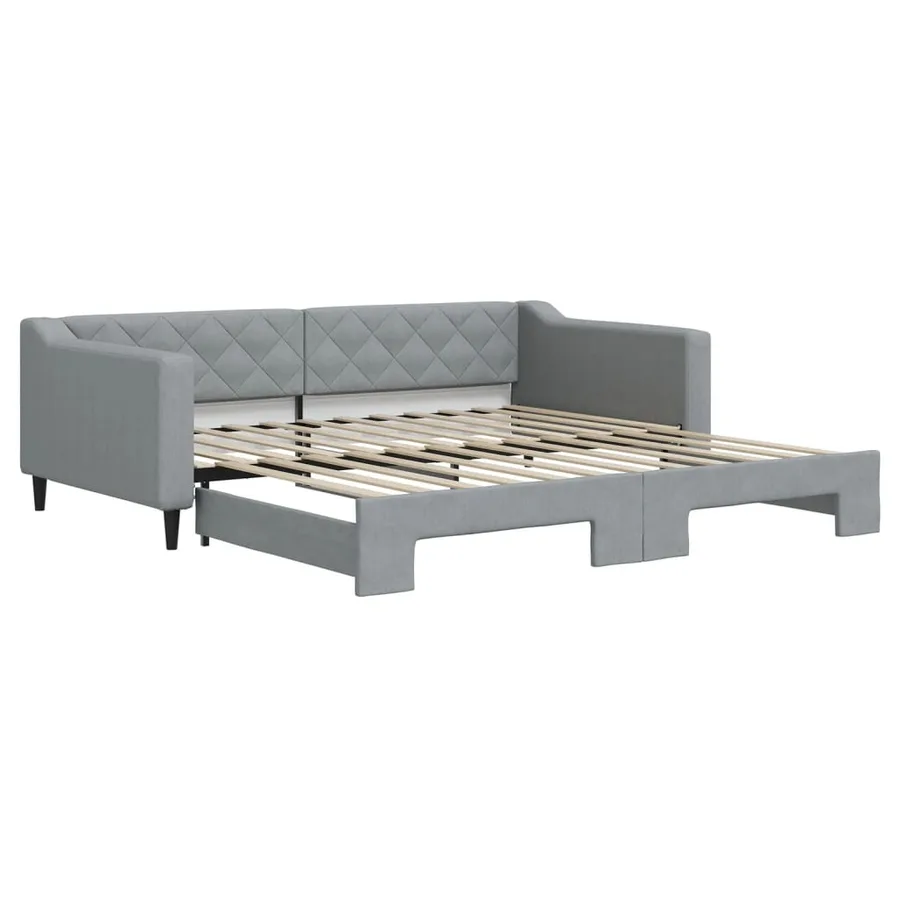 Lit de jour avec gigogne sans matelas gris clair 100x200 cm - 2