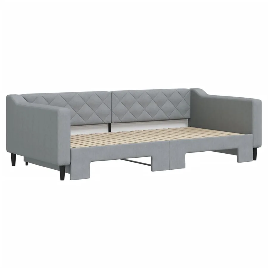 Lit de jour avec gigogne sans matelas gris clair 100x200 cm - 3