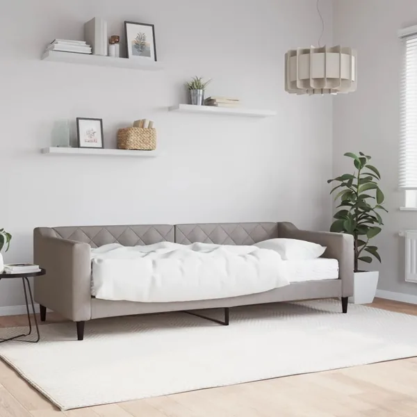 Lit de jour avec matelas taupe 80x200 cm tissu