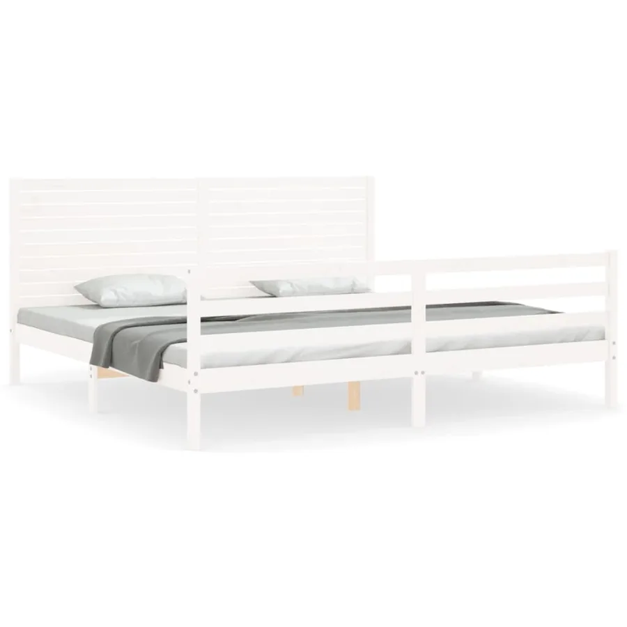 Cadre de lit sans matelas blanc 200x200 cm bois massif - 2