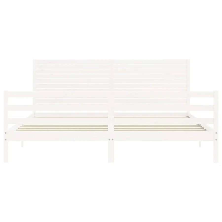 Cadre de lit sans matelas blanc 200x200 cm bois massif - 6