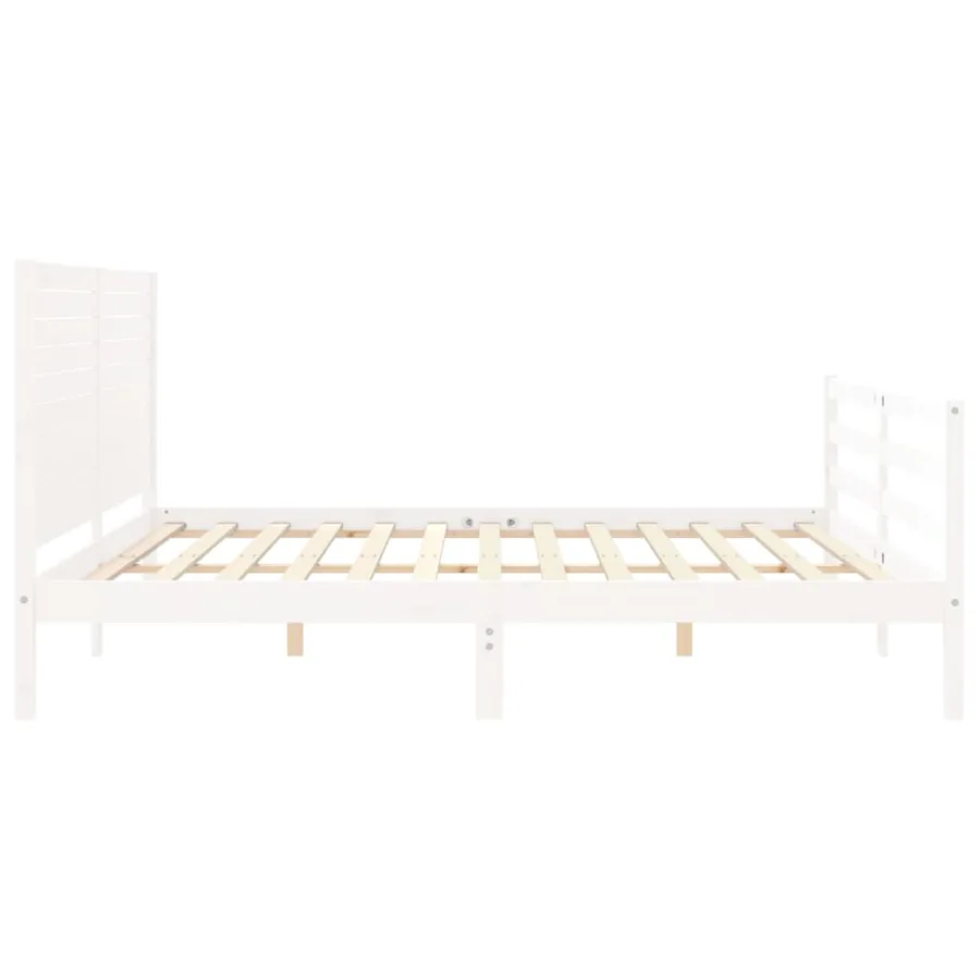 Cadre de lit sans matelas blanc 200x200 cm bois massif - 7