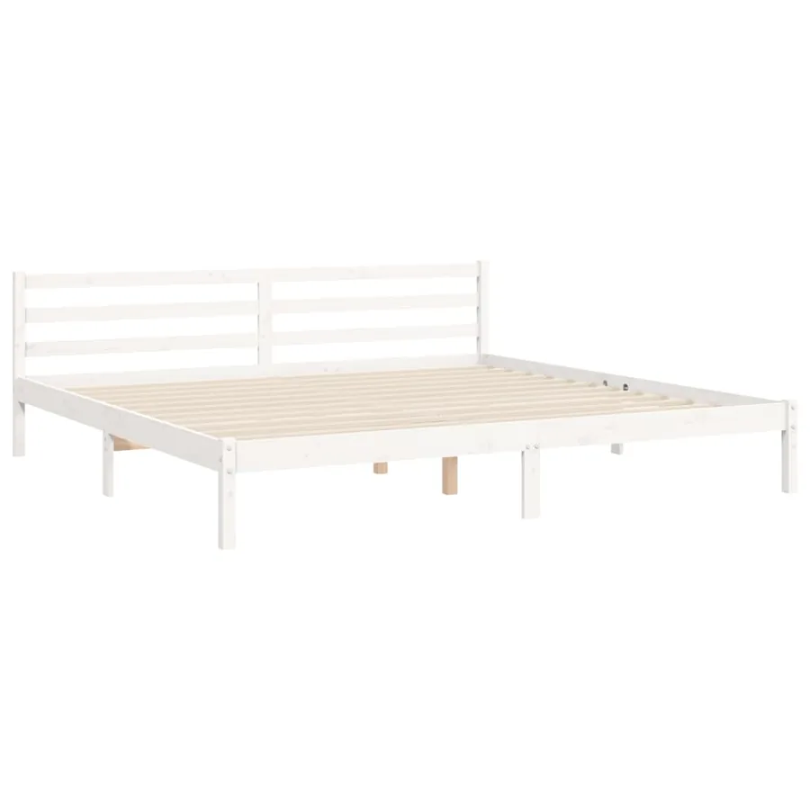 Cadre de lit sans matelas blanc 200x200 cm bois massif - 9