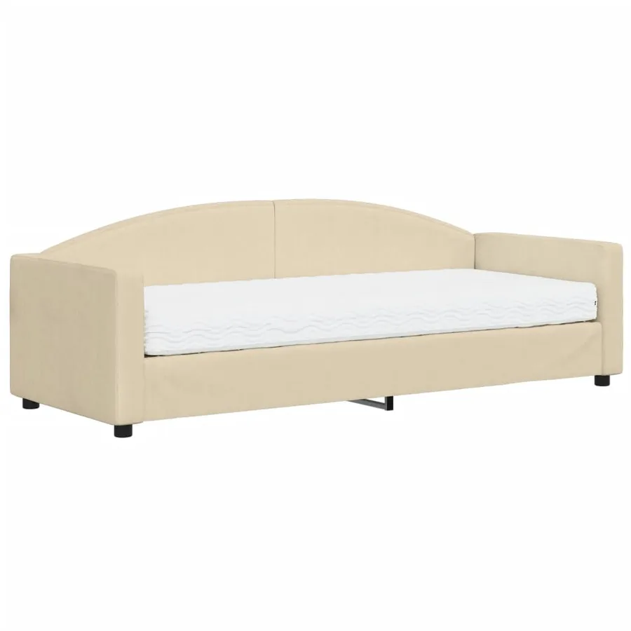 Lit de jour avec matelas crème 80x200 cm tissu - 2