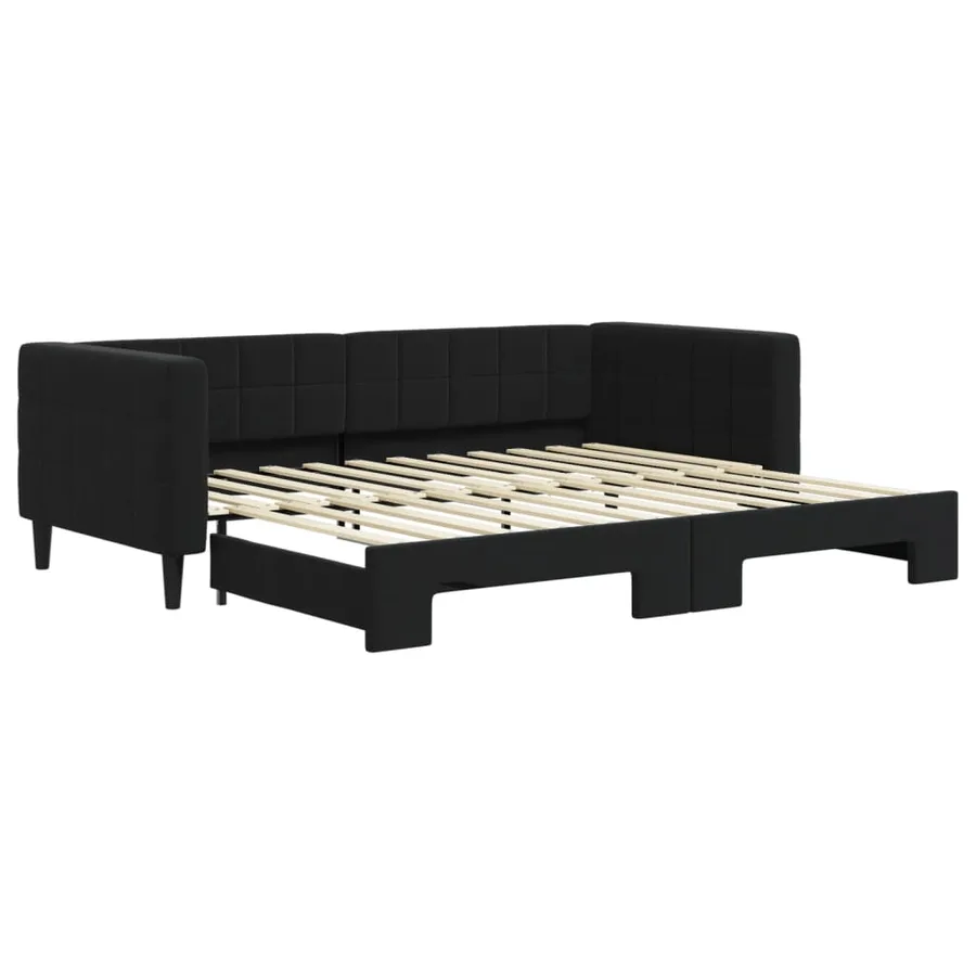 Lit de jour avec gigogne sans matelas noir 90x200 cm - 2