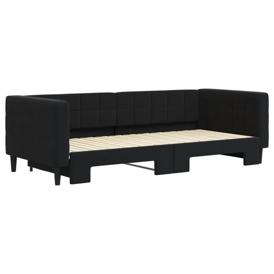 Lit de jour avec gigogne sans matelas noir 90x200 cm - 3