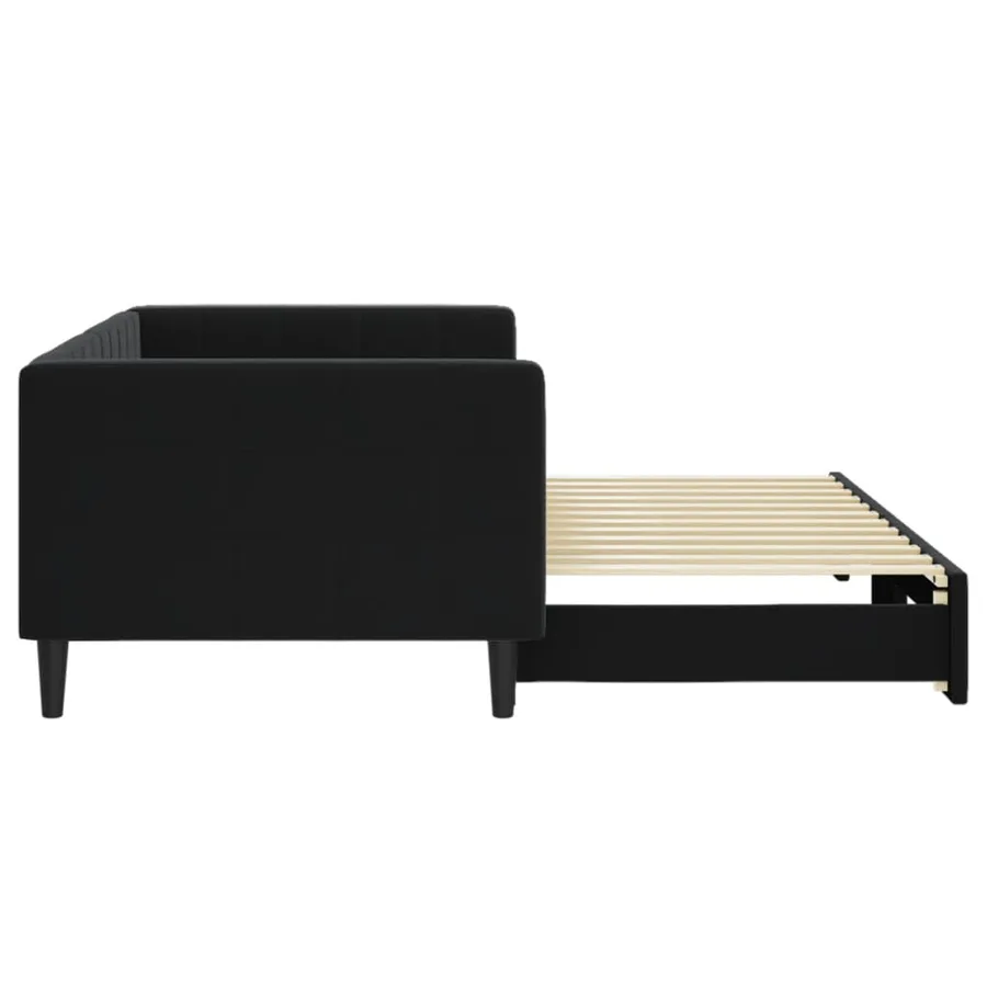 Lit de jour avec gigogne sans matelas noir 90x200 cm - 4