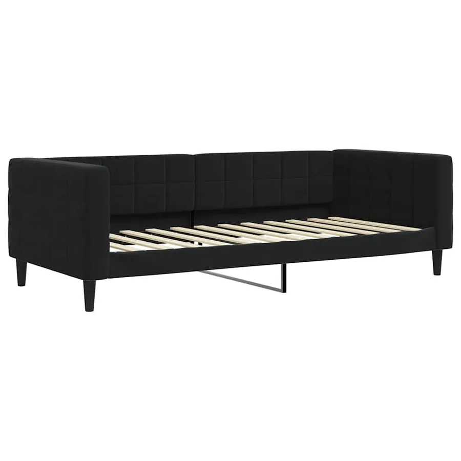 Lit de jour avec gigogne et matelas noir 90x200 cm velours - 4