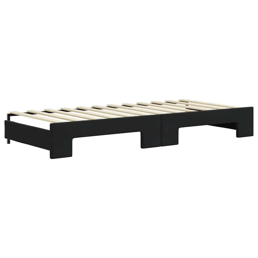 Lit de jour avec gigogne et matelas noir 90x200 cm velours - 5