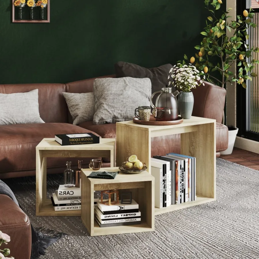 Tables gigognes 3 pcs Chêne sonoma Aggloméré - 3