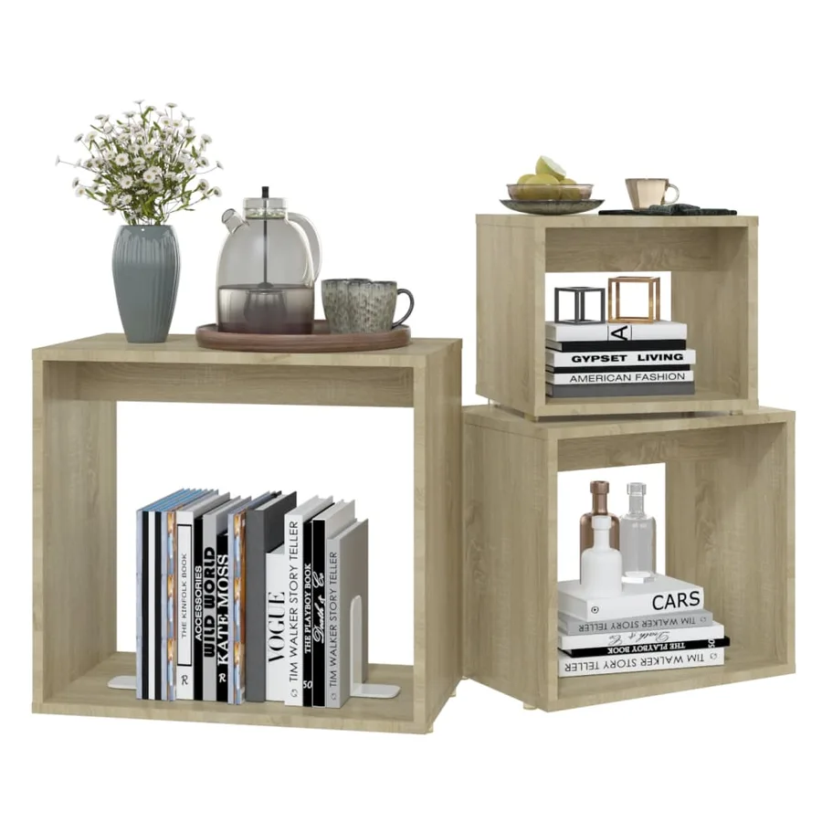 Tables gigognes 3 pcs Chêne sonoma Aggloméré - 4