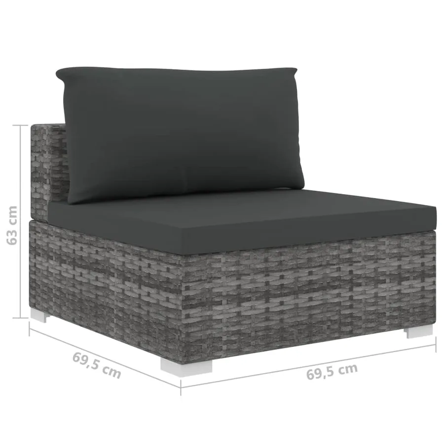 Salon de jardin 8 pcs avec coussins résine tressée gris - 9