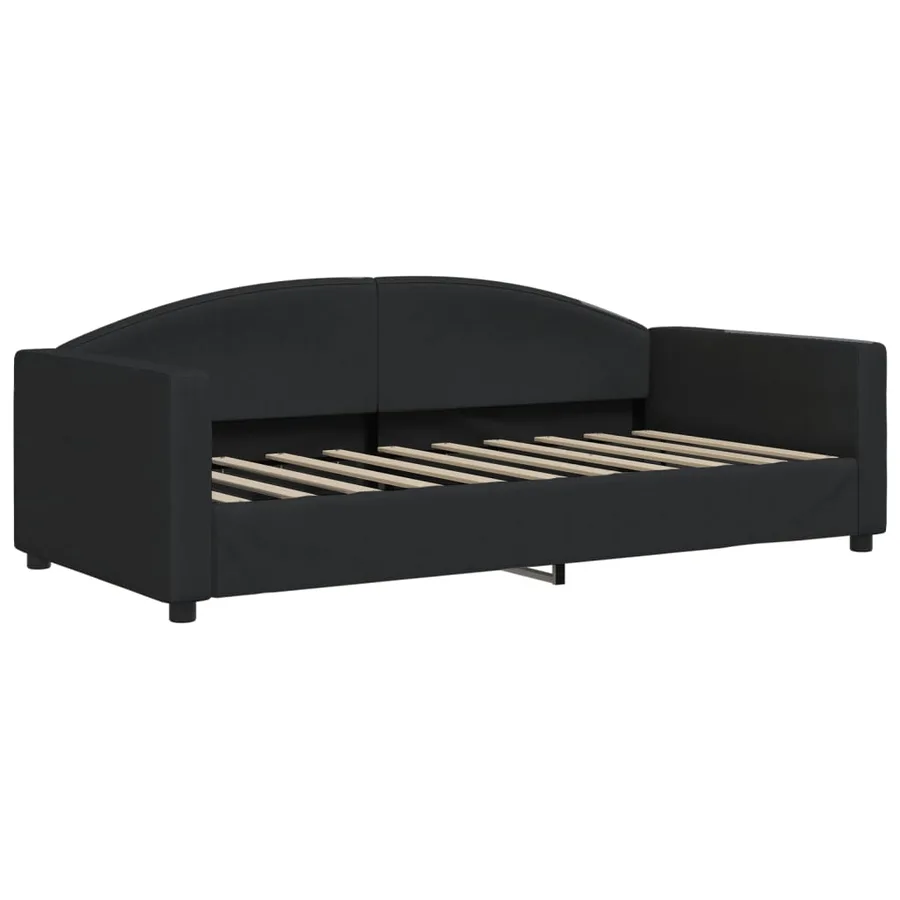 Lit de jour avec gigogne et matelas noir 90x190 cm tissu - 4