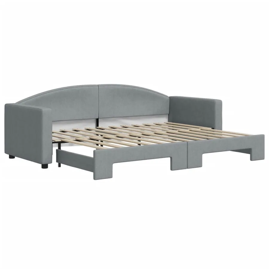Lit de jour avec gigogne sans matelas gris clair 80x200 cm - 2