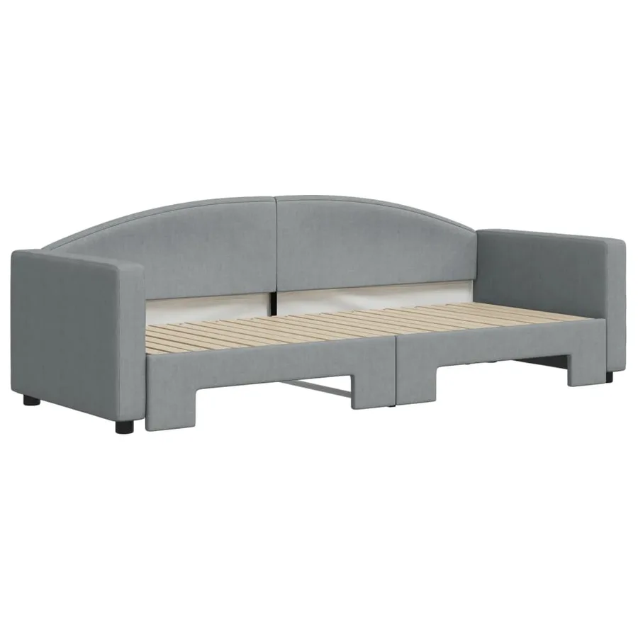 Lit de jour avec gigogne sans matelas gris clair 80x200 cm - 3