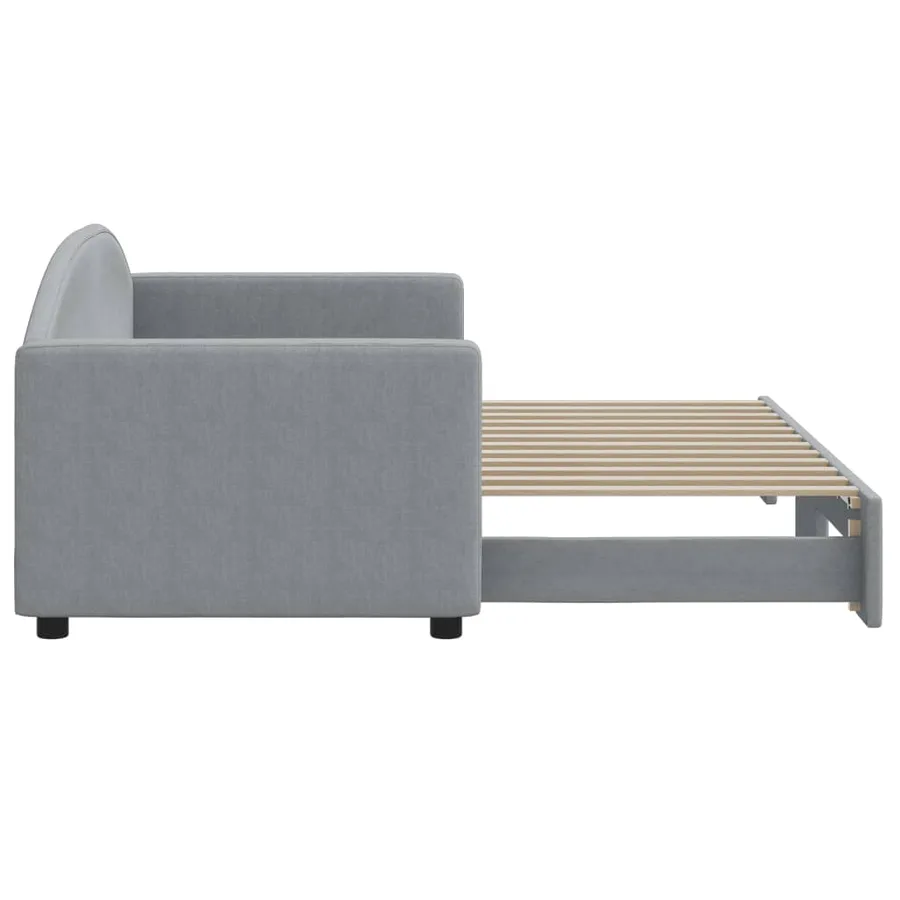 Lit de jour avec gigogne sans matelas gris clair 80x200 cm - 4