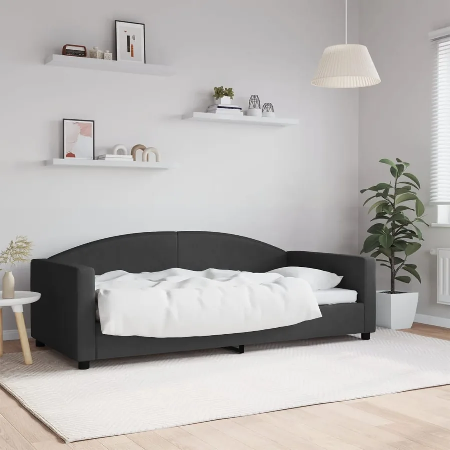 Lit de repos sans matelas noir 90x190 cm tissu