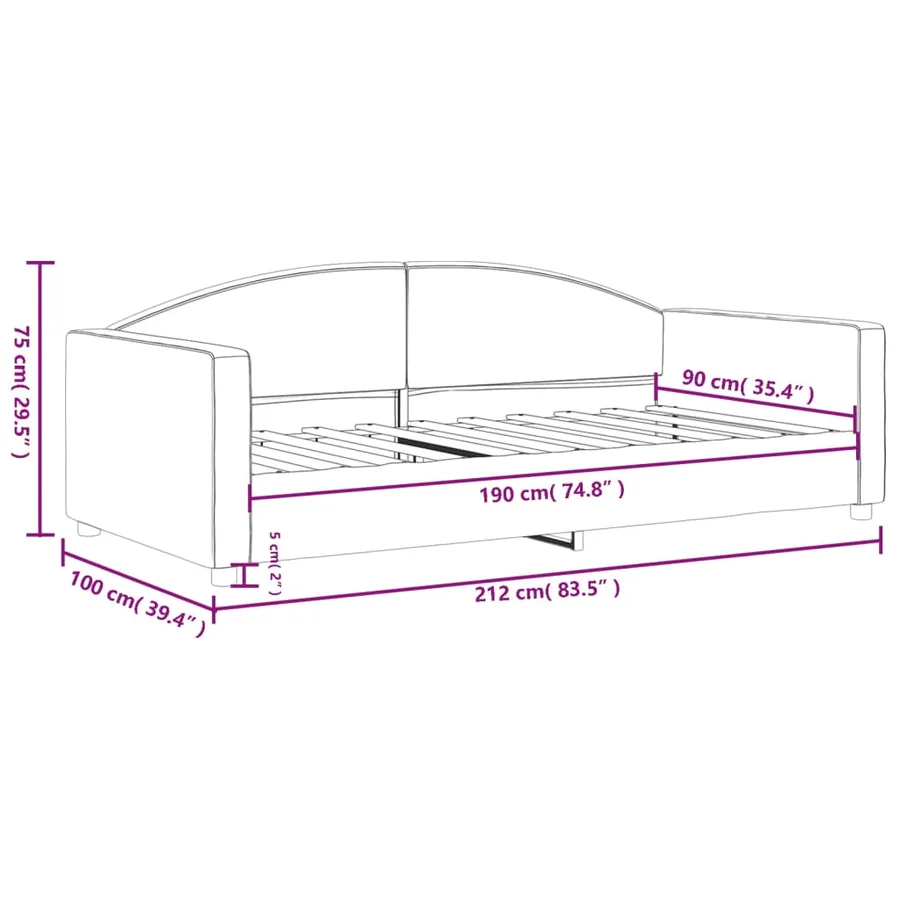 Lit de repos sans matelas noir 90x190 cm tissu - 8