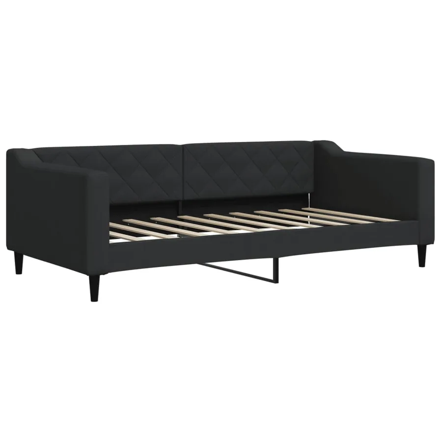 Lit de jour avec lit gigogne noir 90x190 cm tissu - 4