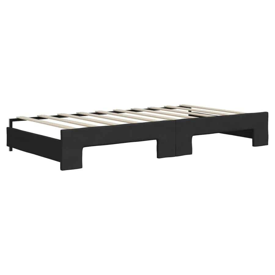 Lit de jour avec lit gigogne noir 90x190 cm tissu - 6