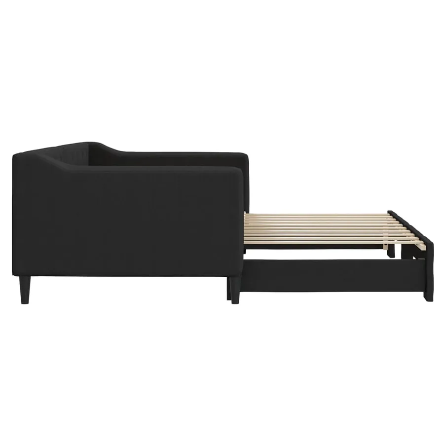 Lit de jour avec lit gigogne noir 90x190 cm tissu - 8