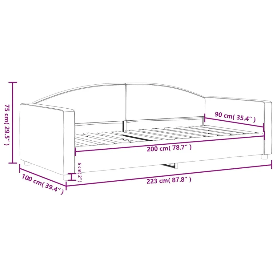 Lit de repos sans matelas taupe 90x200 cm tissu - 8