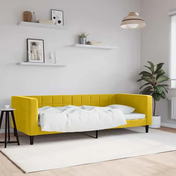 Lit de repos sans matelas jaune 90x200 cm velours