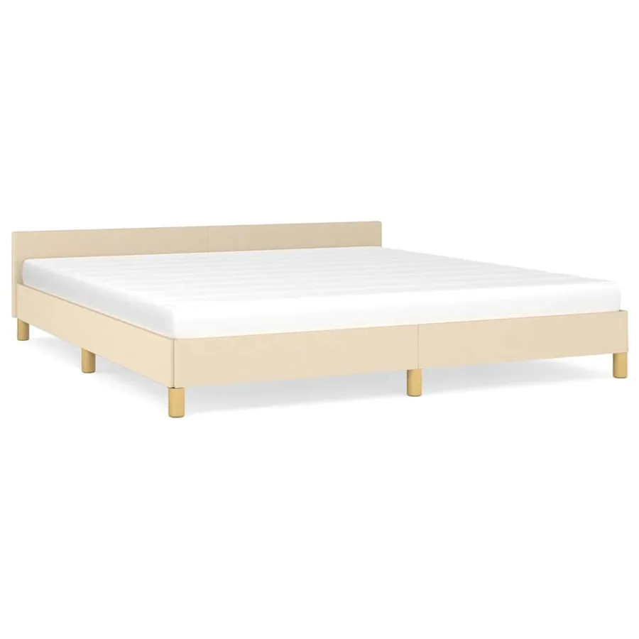 Cadre de lit sans matelas crème 160x200 cm tissu - 2