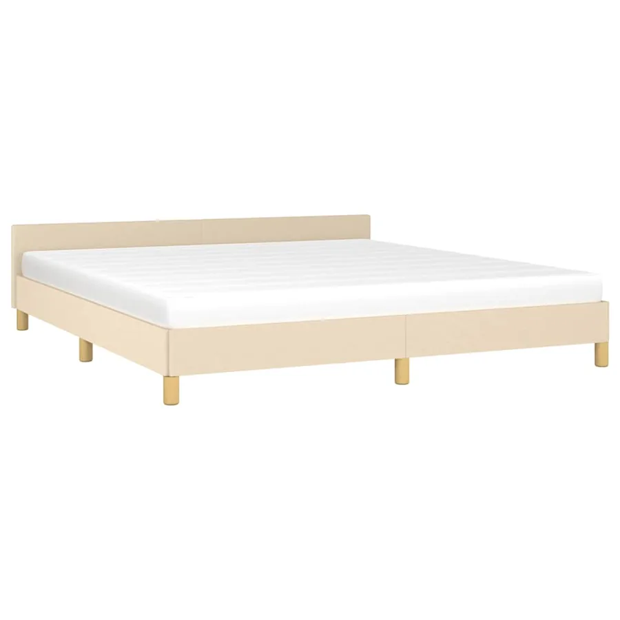 Cadre de lit sans matelas crème 160x200 cm tissu - 3