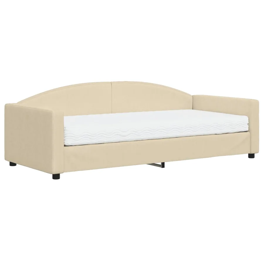 Lit de jour avec matelas crème 90x200 cm tissu - 2
