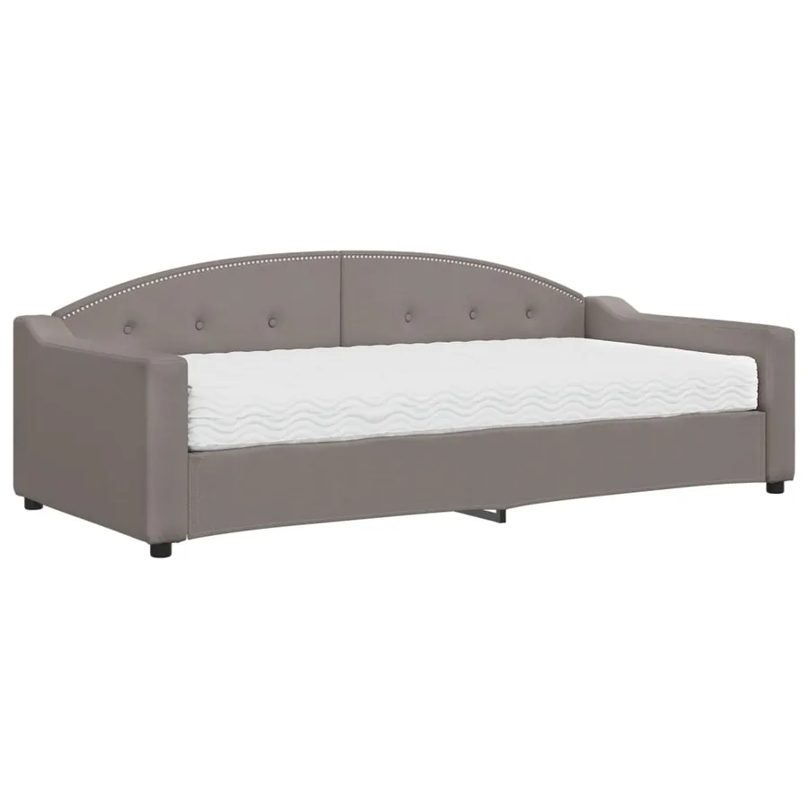 Lit de jour avec matelas taupe 90x200 cm tissu - 2